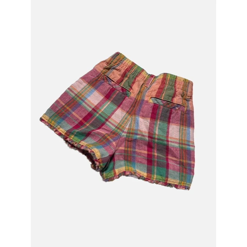 Ralph Lauren Plaid Shorts Toddler Girls 18M Multi Color Ruffle Hem Preppy Summer